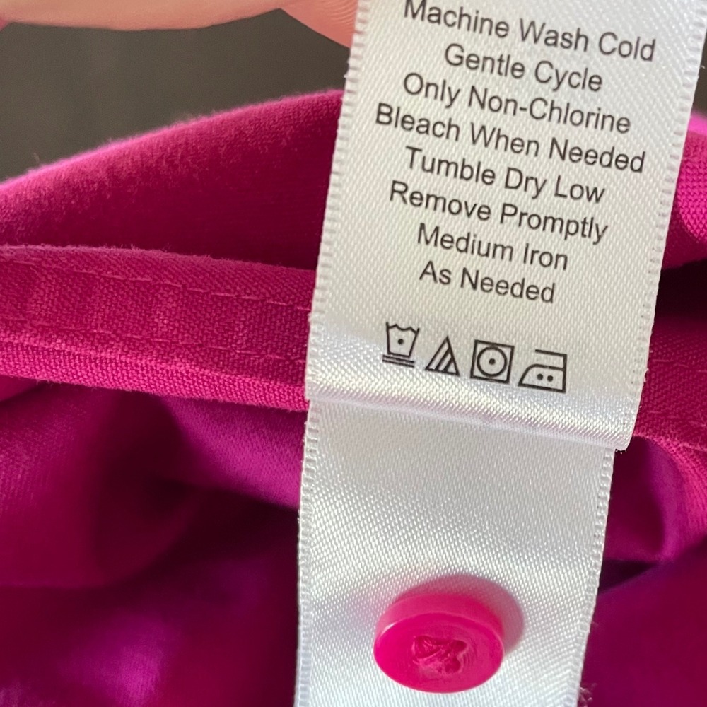 Coldwater Creek No Iron 2 Button Down Shirts Large 14 Long Sleeve Magenta Black‎ - Picture 7 of 9